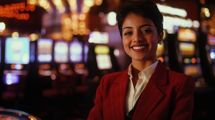 Dealer profesional mengelola meja baccarat live